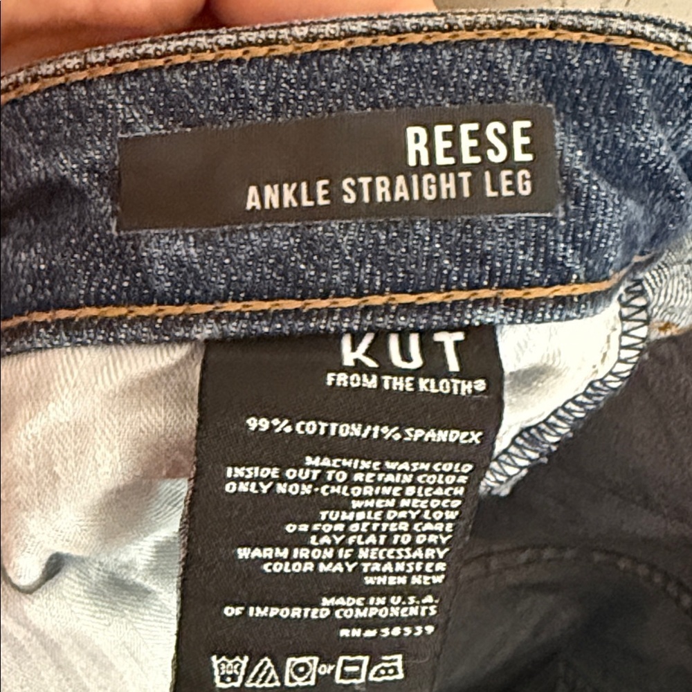 Kut From the Kloth Reese Ankle Straight Leg Jeans 8 Flare Inset Distressed - Picture 4 of 4
